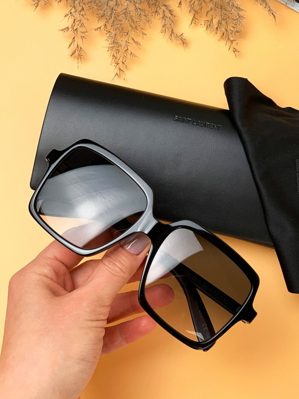 SAINT LAURENT SL174 001 BLACK OVERSIZED SQUARE SUNGLASSES